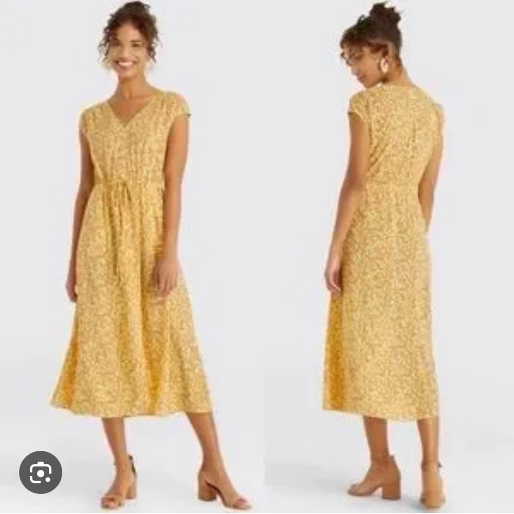 Draper James Yellow Floral Midi Dress.